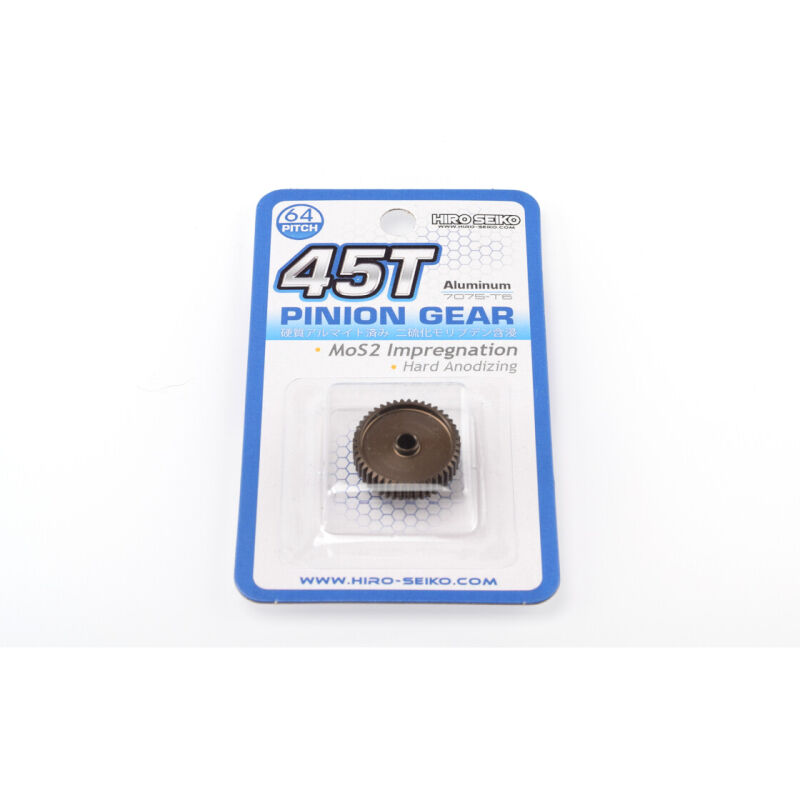 Hiro Seiko Hard Coated Alum. Pinion Gear (MoS2) DP64-45T / HS-48289