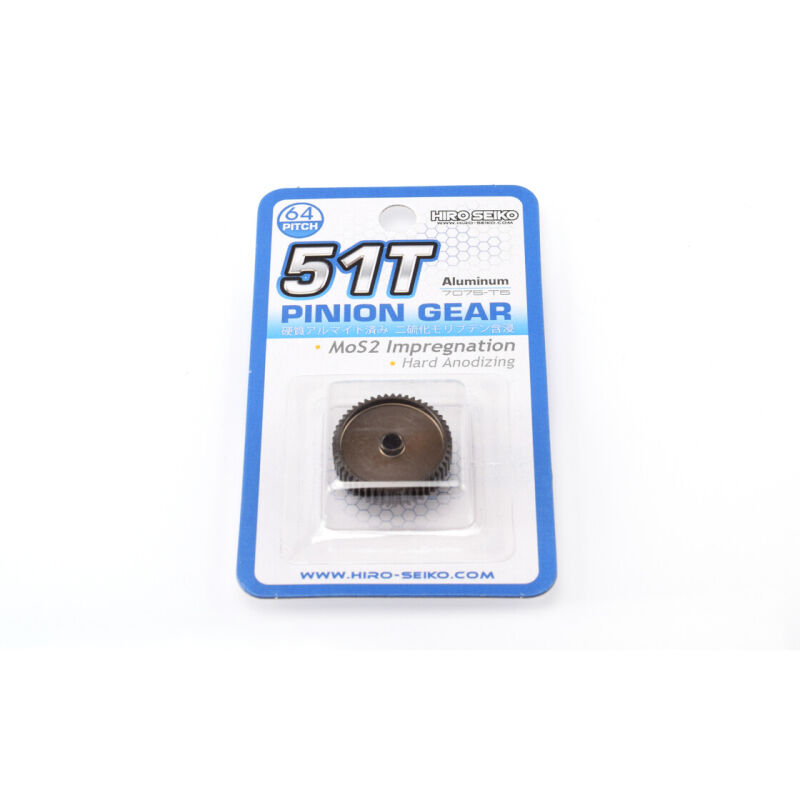Hiro Seiko Hard Coated Alum. Pinion Gear (MoS2) DP64-51T / HS-48295