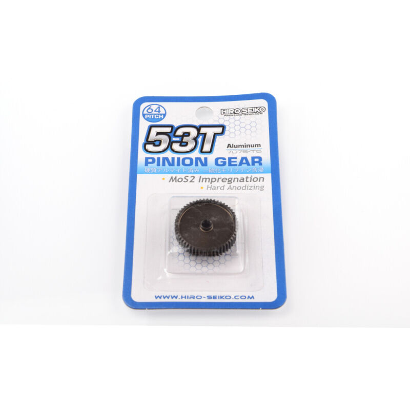 Hiro Seiko Hard Coated Alum. Pinion Gear (MoS2) DP64-53T / HS-48297