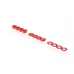 RUDDOG 3mm Washer Set Red (0.5mm/1.0mm/2.0mm) / RP-0110-RED