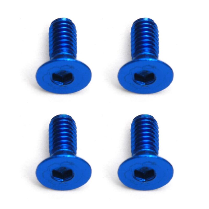 Team Associated FT Screws, Blue Aluminum 2.5x6 mm FHCS / AE8549