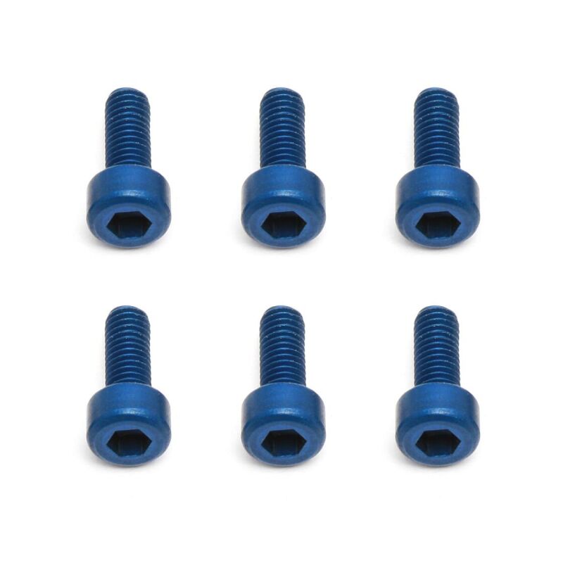 Team Associated FT Screws, Blue Aluminum 3x8 mm SHCS / AE8561