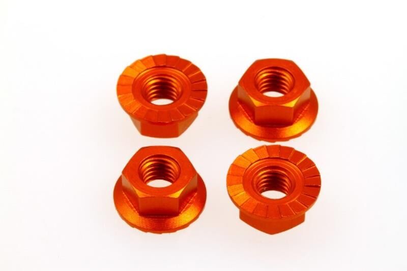 Hiro Seiko 4mm Alloy Serrated Wheel Nut  [Orange] ( 4 pcs) / HS-69596