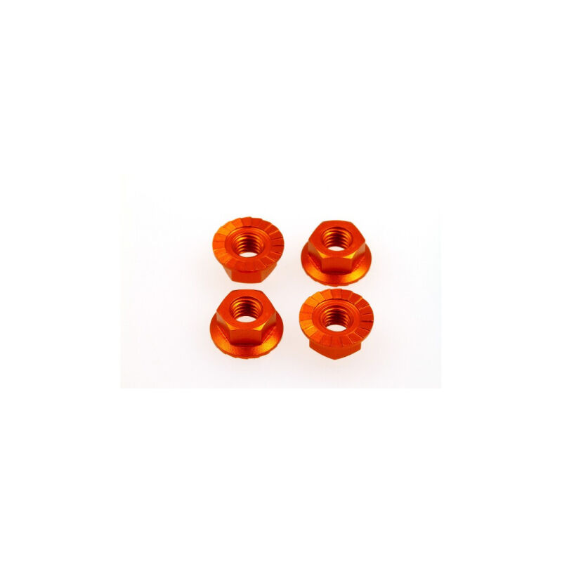 Hiro Seiko 4mm Alloy Serrated Wheel Nut  [Orange] ( 4 pcs) / HS-69596