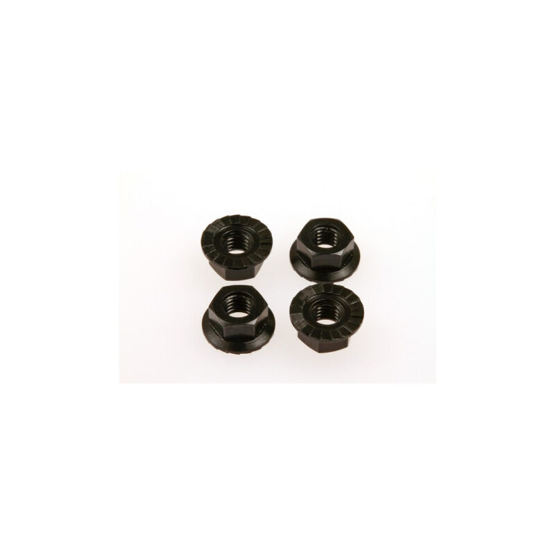 Hiro Seiko 4mm Alloy Serrated Wheel Nut [Black] ( 4 pcs) / HS-69597