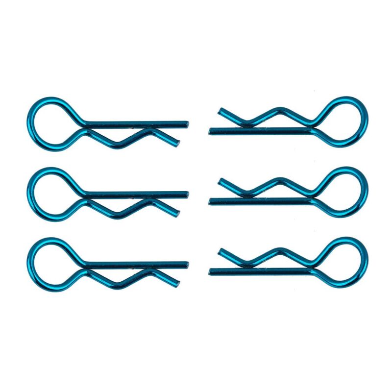 Team Associated FT Body Clips, metallic blue. Short. / AE1736