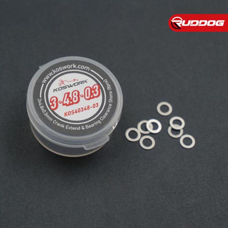 Koswork 3x4.8x0.3mm Crank Extend & Bearing Clearance Shims (8pcs) / KOS40348-03
