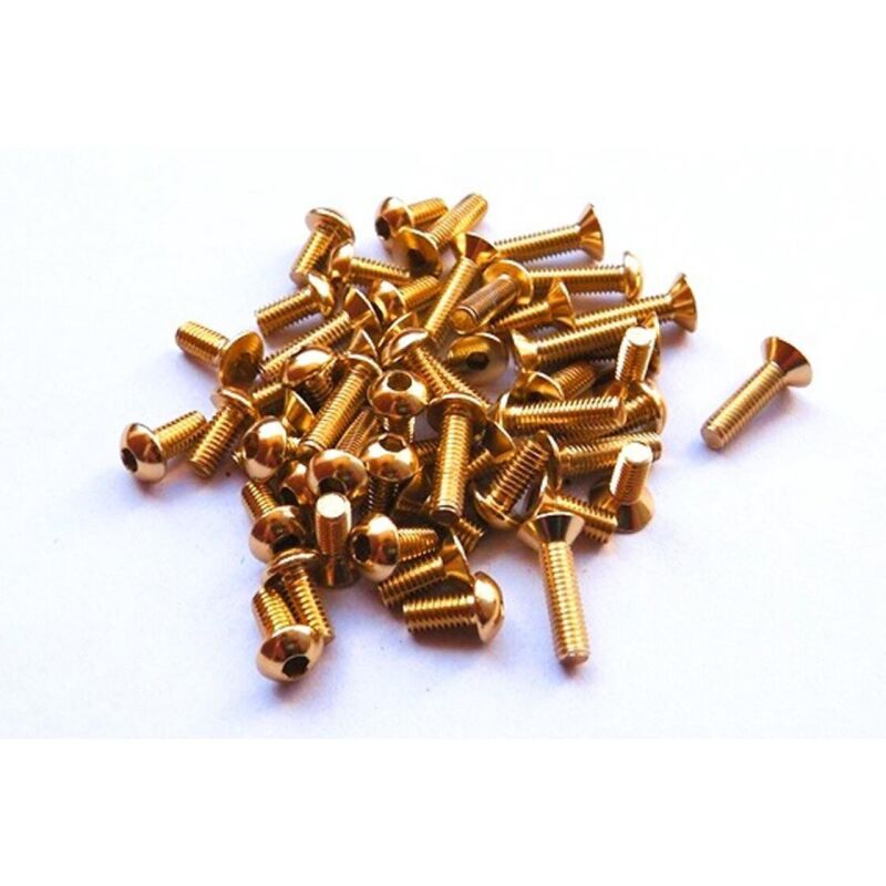 Hiro Seiko Alloy Hex Socket Button Head Screw M3x10 [Gold] (5pcs) / HS-48041