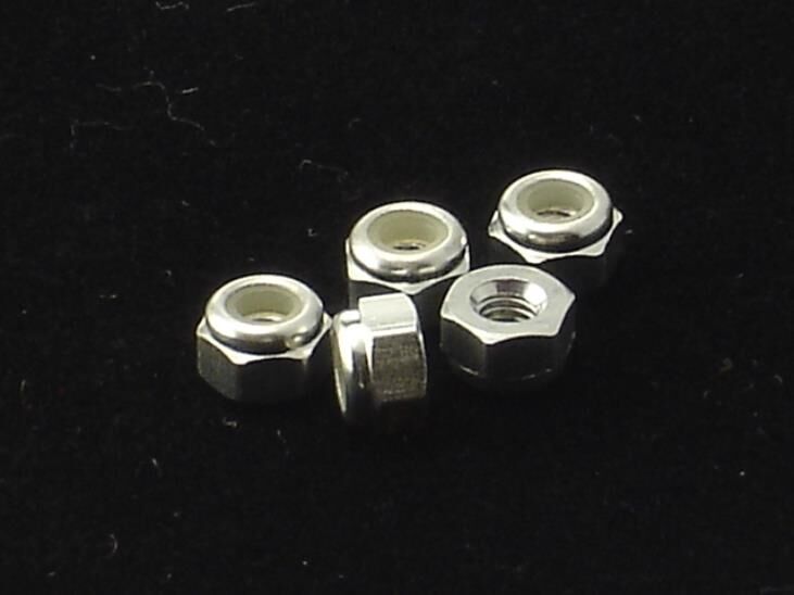 Hiro Seiko 3mm Alloy Nylon Nut  [Silver] ( 5 pcs) / HS-69218