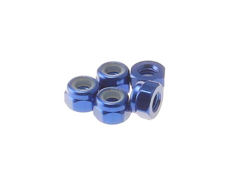 Hiro Seiko 3mm Alloy Nylon Nut  [Y-Blue] ( 5 pcs) / HS-69220
