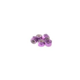 Hiro Seiko 3mm Alloy Nylon Nut  [Purple] ( 5 pcs) / HS-69221