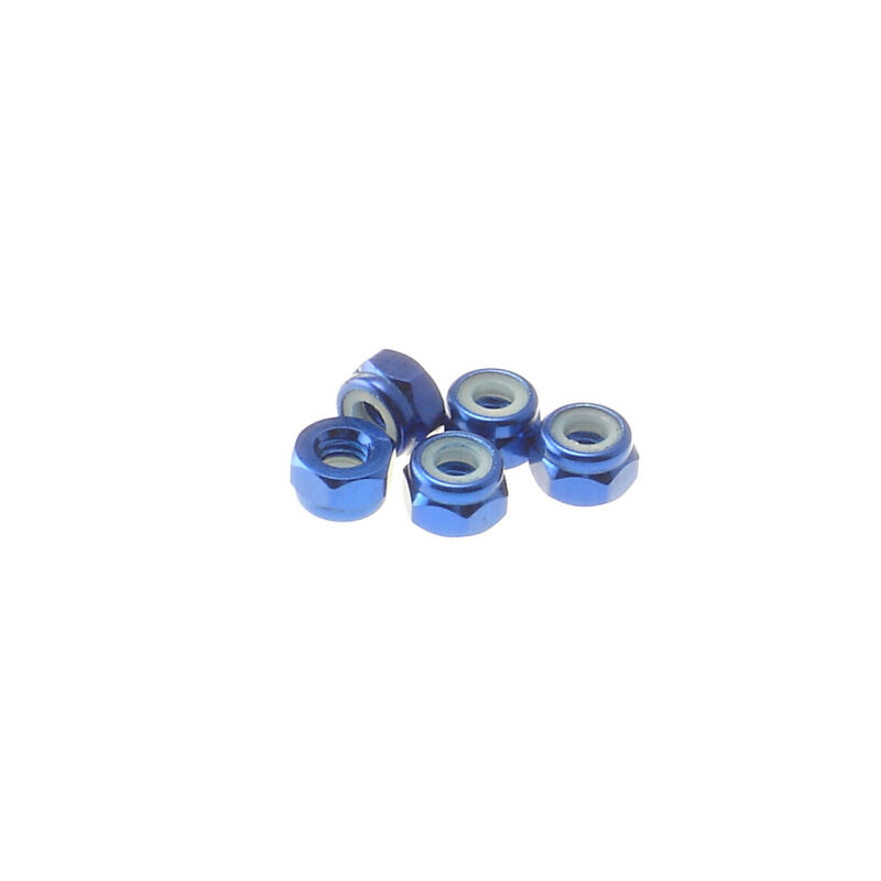 Hiro Seiko 4mm Alloy Nylon Nut [Y-Blue] ( 5 pcs) / HS-69226