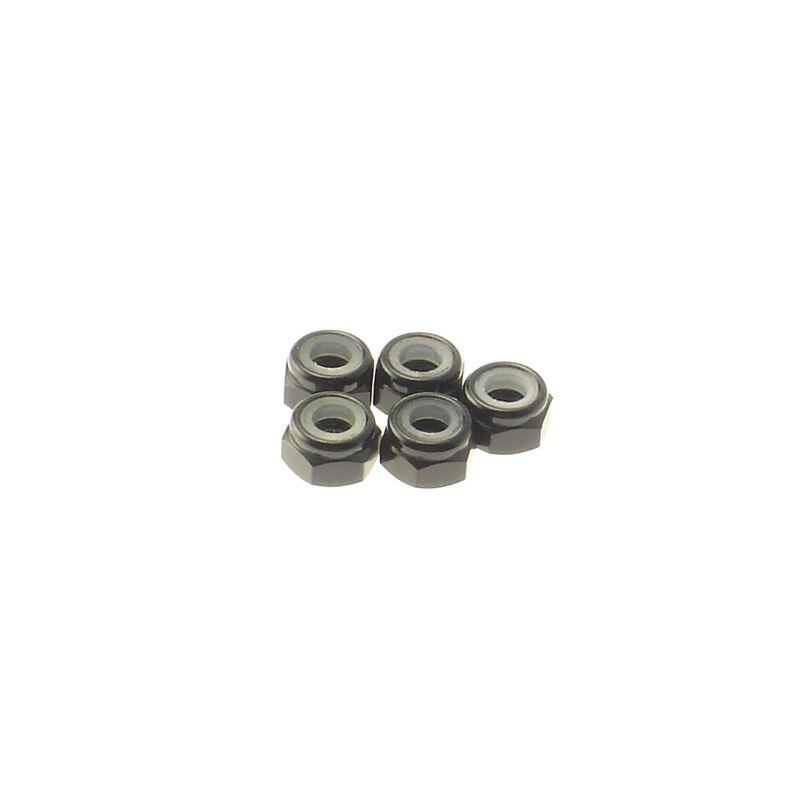 Hiro Seiko 4mm Alloy Nylon Nut [Black] ( 5 pcs) / HS-69229