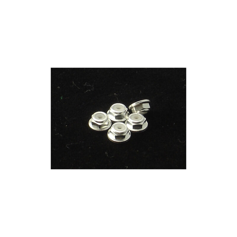Hiro Seiko 2mm Alloy Flange Nylon Nut  [Silver] ( 5 pcs) / HS-69230