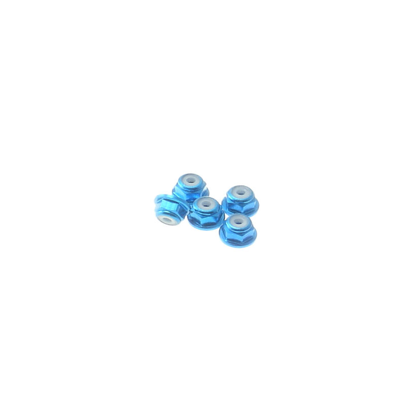 Hiro Seiko 2mm Alloy Flange Nylon Nut [T-Blue] ( 5 pcs) / HS-69231