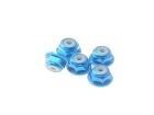 Hiro Seiko 2mm Alloy Flange Nylon Nut  [T-Blue] ( 5 pcs) / HS-69231