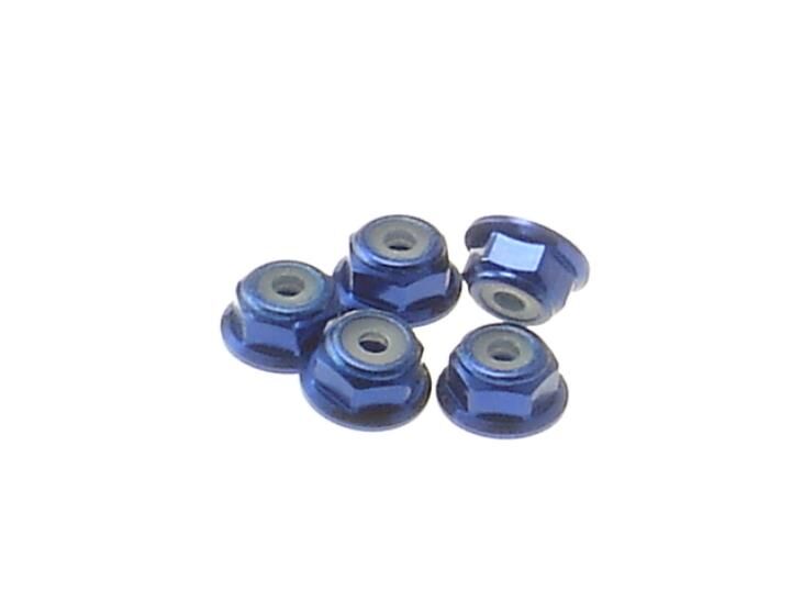 Hiro Seiko 2mm Alloy Flange Nylon Nut  [Y-Blue] ( 5 pcs) / HS-69232