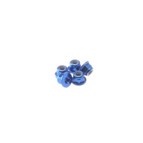 Hiro Seiko 3mm Alloy Flange Nylon Nut  [Y-Blue] ( 5 pcs)...