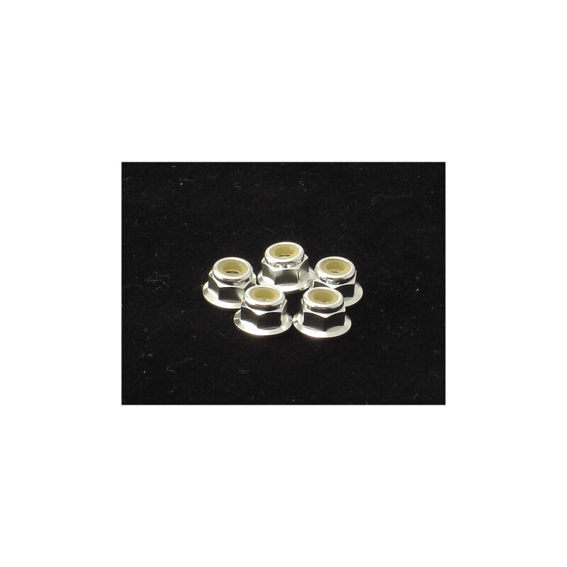 Hiro Seiko 4mm Alloy Flange Nylon Nut [Silver] ( 5 pcs) / HS-69242