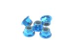 Hiro Seiko 4mm Alloy Flange Nylon Nut  [T-Blue] ( 5 pcs) / HS-69243