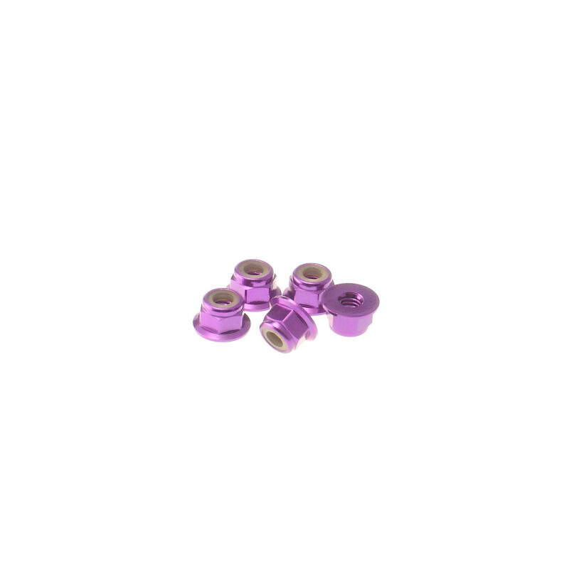 Hiro Seiko 4mm Alloy Flange Nylon Nut [Purple] ( 5 pcs) / HS-69245