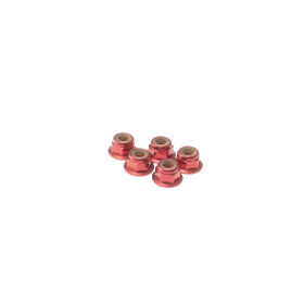 Hiro Seiko 4mm Alloy Flange Nylon Nut  [Red] ( 5 pcs) /...