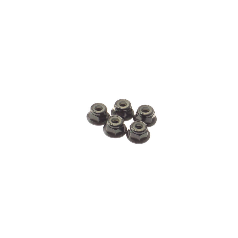 Hiro Seiko 4mm Alloy Flange Nylon Nut [Black] ( 5 pcs) / HS-69247