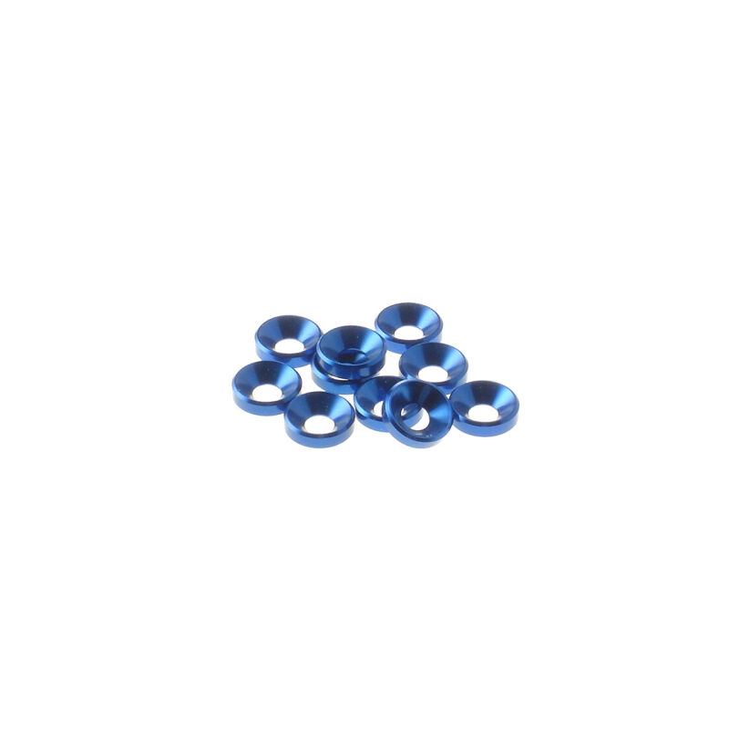 Hiro Seiko 4mm Alloy Countersunk Washer [YOKOMO-Blue] ( 10 pcs) / HS-69256