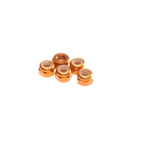 Hiro Seiko 3mm Alloy Nylon Nut  [Orange] ( 5 pcs) / HS-69558