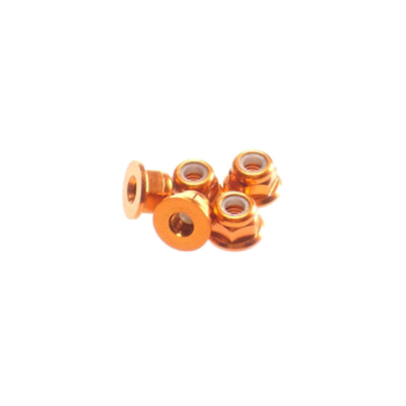 Hiro Seiko 3mm Alloy Flange Nylon Nut  [Orange] ( 5 pcs) / HS-69560