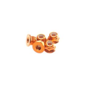 Hiro Seiko 3mm Alloy Flange Nylon Nut  [Orange] ( 5 pcs)...