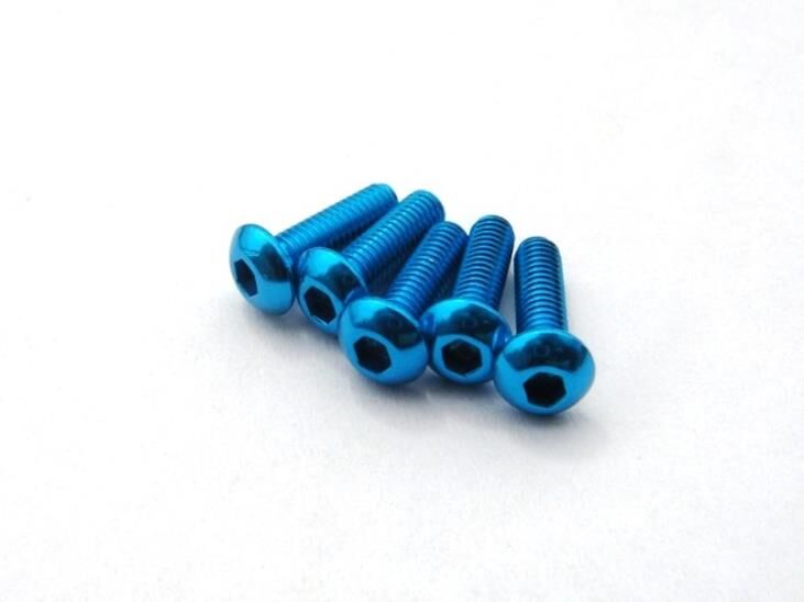 Hiro Seiko Alloy Hex Socket Button Head Screw M3x8  [T-Blue] ( 5 pcs) / HS-69620