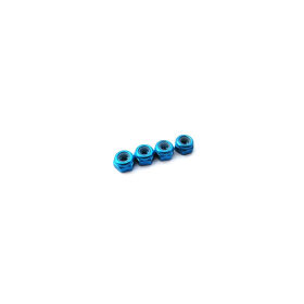 Hiro Seiko 3mm Alloy Nylon Nut (S_Size)  [T-Blue] ( 4...