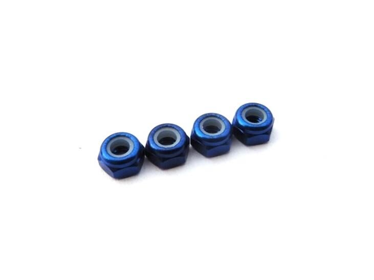 Hiro Seiko 3mm Alloy Nylon Nut (S_Size)  [Y-Blue] ( 4 pcs) / HS-69851