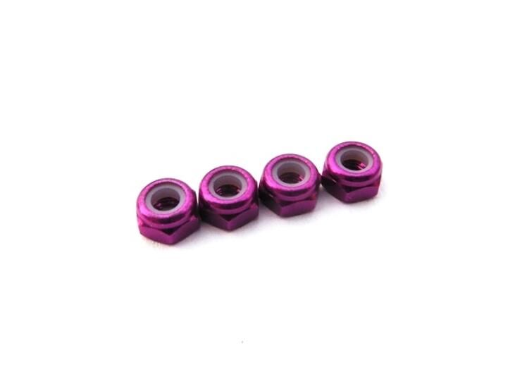 Hiro Seiko 3mm Alloy Nylon Nut (S_Size)  [Purple] ( 4 pcs) / HS-69852