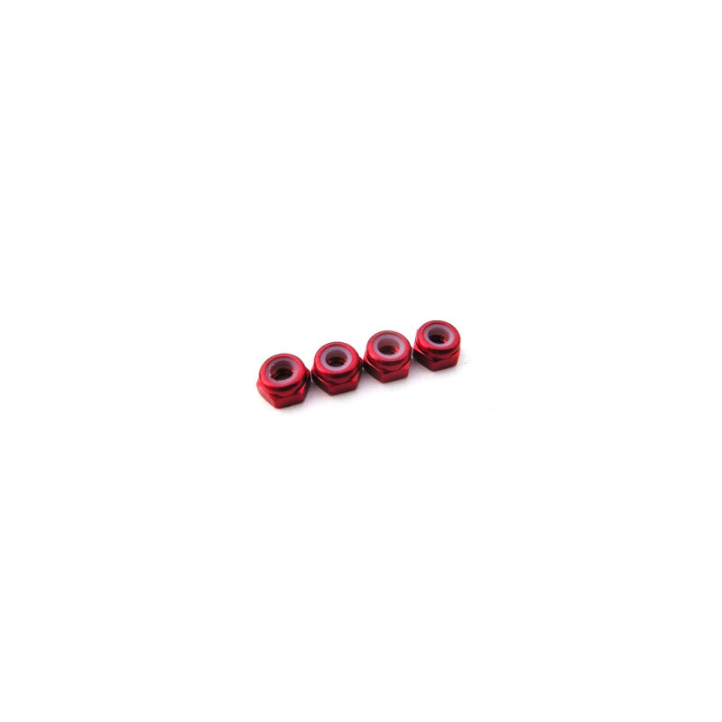 Hiro Seiko 3mm Alloy Nylon Nut (S_Size)  [Red] ( 4 pcs) / HS-69853