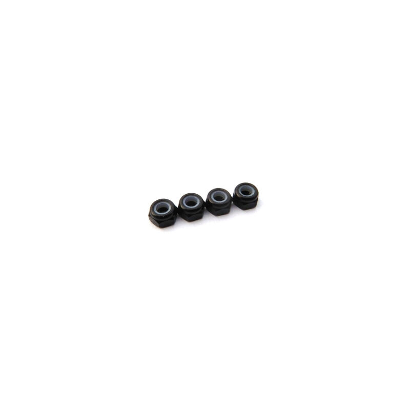 Hiro Seiko 3mm Alloy Nylon Nut (S_Size)  [Black] ( 4 pcs) / HS-69854