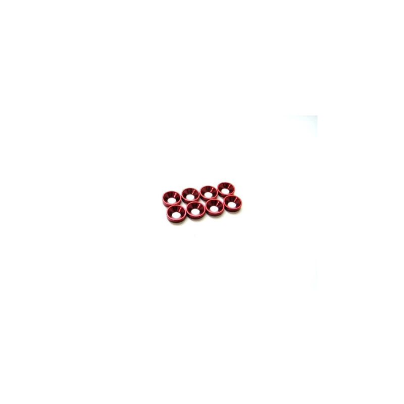 Hiro Seiko 3mm Alloy Countersunk Washer (S-Size) [Red] ( 8 pcs) / HS-69882