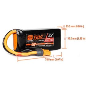 Spektrum Akku 1300mAh 3S 11.1V Smart G2 LiPo 30C IC3 /...