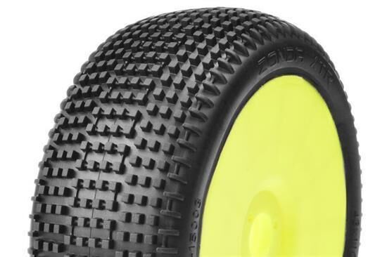Captic Racing ZONDA XTR 1/8 Buggy Tires Mounted CR-2 (Medium-Soft) Racing Compound Yellow Rims 1 Pair / CT-15003-2-Y