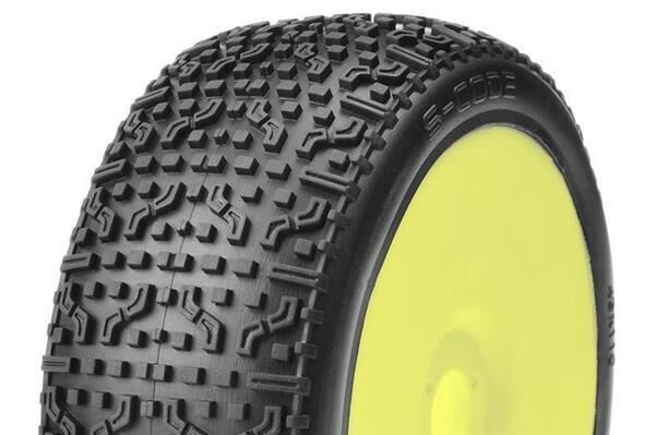 Captic Racing S-CODE 1/8 Buggy Tires Mounted CR-3 (Soft) Racing Compound Yellow Rims 1 Pair / CT-15004-3-Y