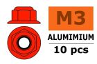 Revtec Aluminium Sechskantmutter Selbstsichernd M3 mit Bund Rot 10 St / GF-0401-035