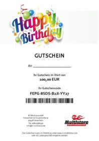 RC Multistore Gutschein Design "Happy Birthday"