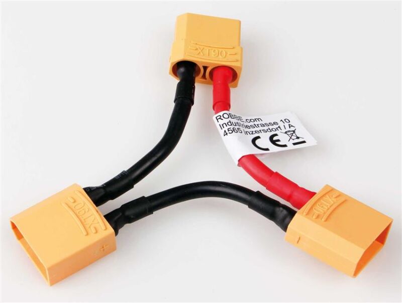 Robbe Modellsport Adapterkabel XT-90 seriell Buchse auf 2 Stecker 30mm Kabellänge 12AWG 1Stk. / 46300