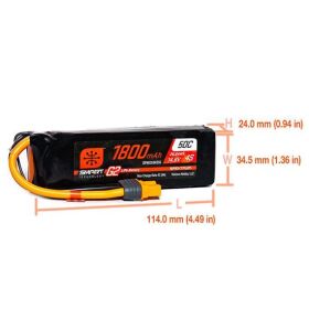 Spektrum Smart G2 LiPo-Akku 4S 14,8 V 1800 mAh 50C, IC3 /...