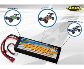 Carson 7,4V/5400mAh 60C LiPO Race Akku T-Pl. HC / 500608234