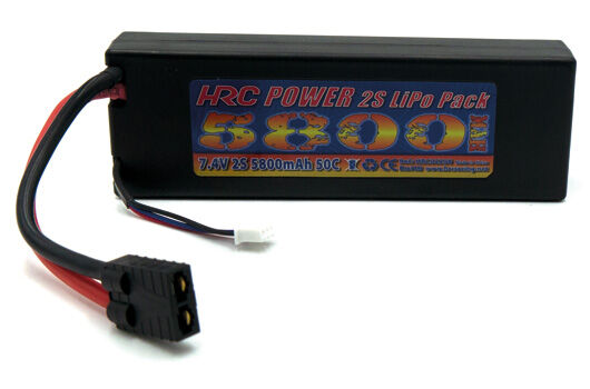 HRC Racing Akku LiPo 2S 7.4V 5800mAh 50C RC Car HRC 5800 Hard Case TRX Stecker / HRC02258T