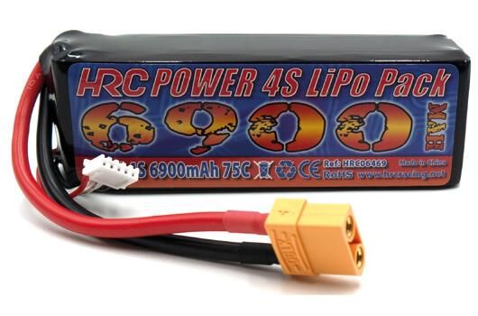 HRC Racing Akku LiPo 4S 14.8V 6900mAh 75C No Case XT90AS 135x43x42mm / HRC06469XT90