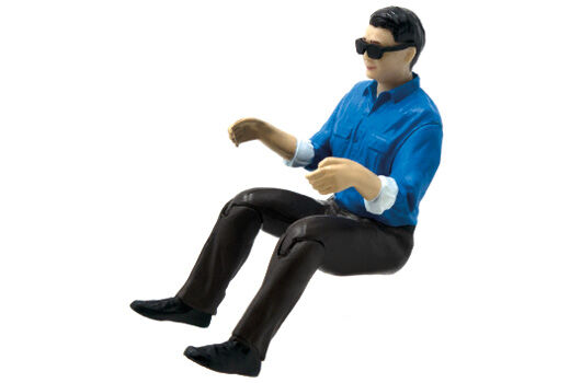 HRC Racing Körperteile 1/10 Crawler Maßstab Fahrerfigur 64×80mm (mit Sonnenbrille) blauer Anzug, braune Hose bewegliche Beine / HRC25266BS