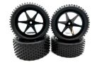 HRC Racing Reifen 1/10 Buggy montiert Schwarz Felgen 4WD Vorne & Hinten 2.2 Stub Pattern (4 Stck) / HRC61105S
